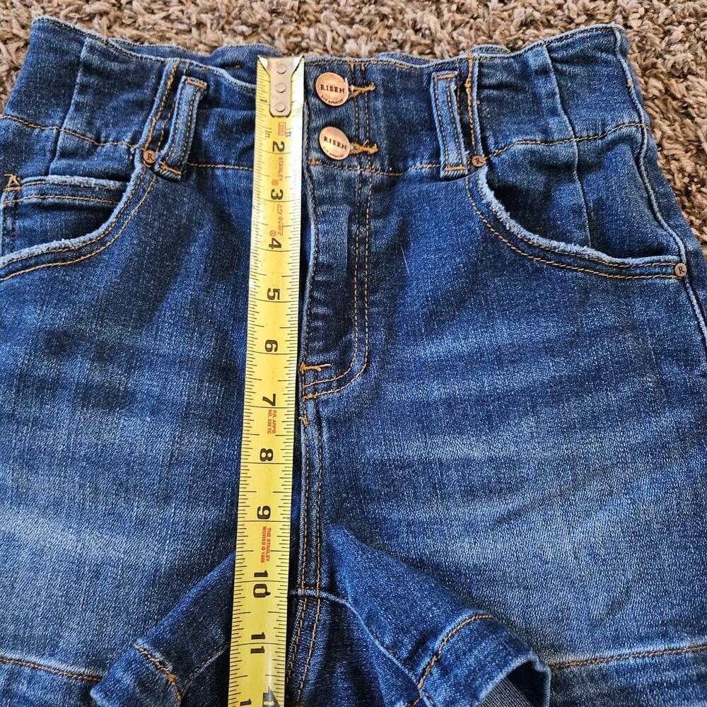 Risen High Waist Double Button Salt + Sand Denim Shorts Small - Picture 6 of 8